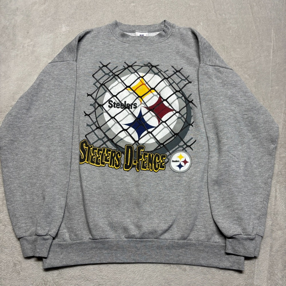 Vintage Pittsburgh‎ Steelers Crewneck Sweatshirt Mens XL "D-Fence" NFL Sweater
